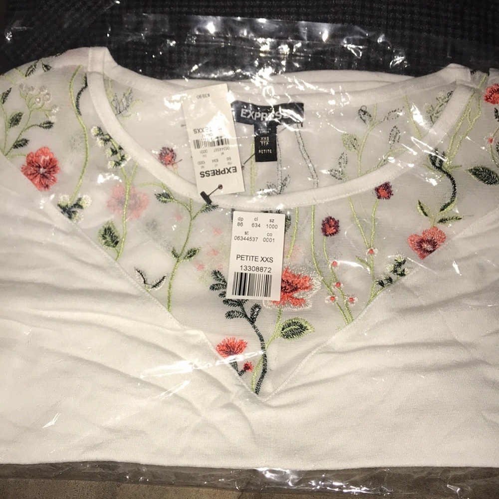 Petite Floral Front Crew Neck Tee